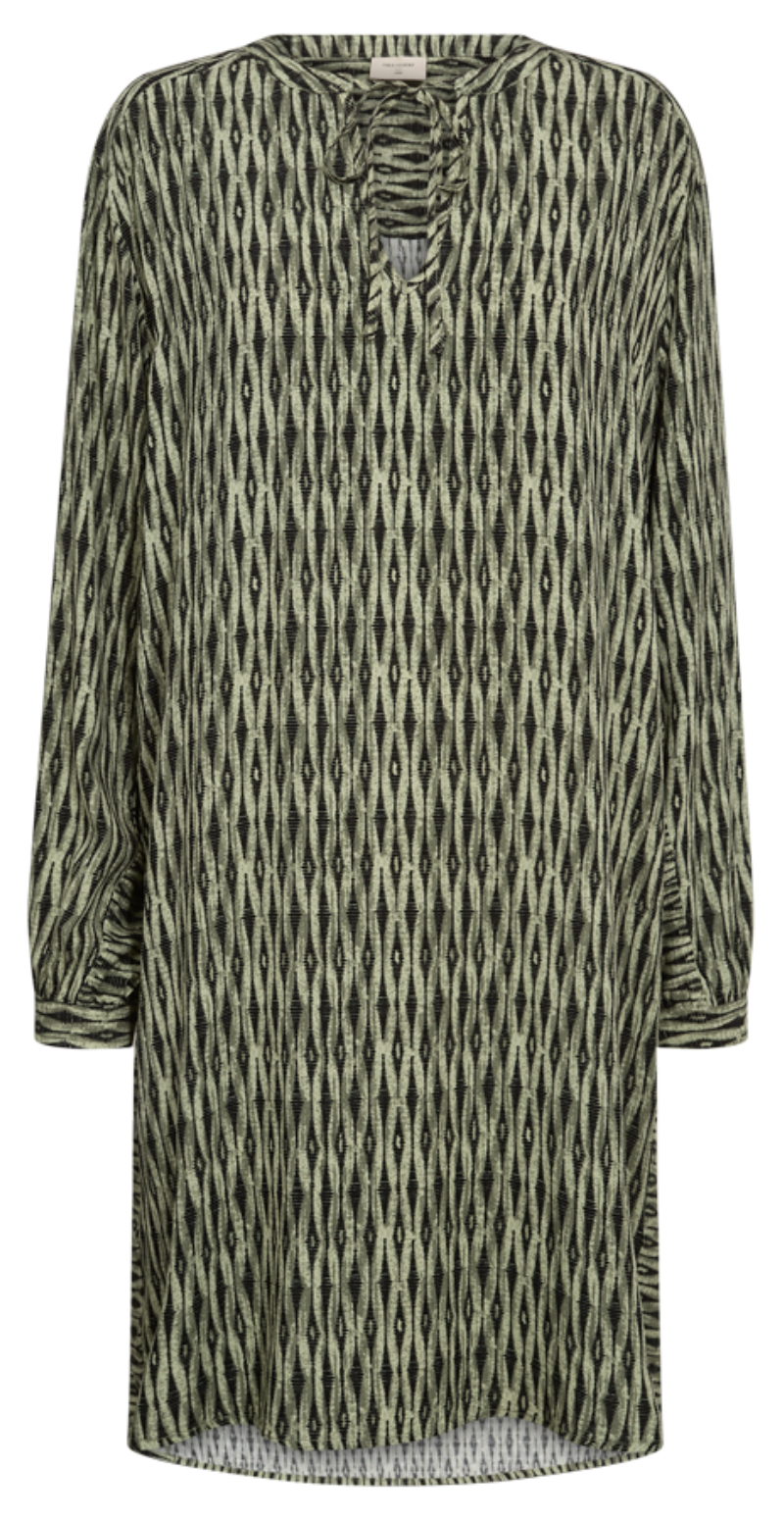 Adney kjole med mønster deep lichen green w. black