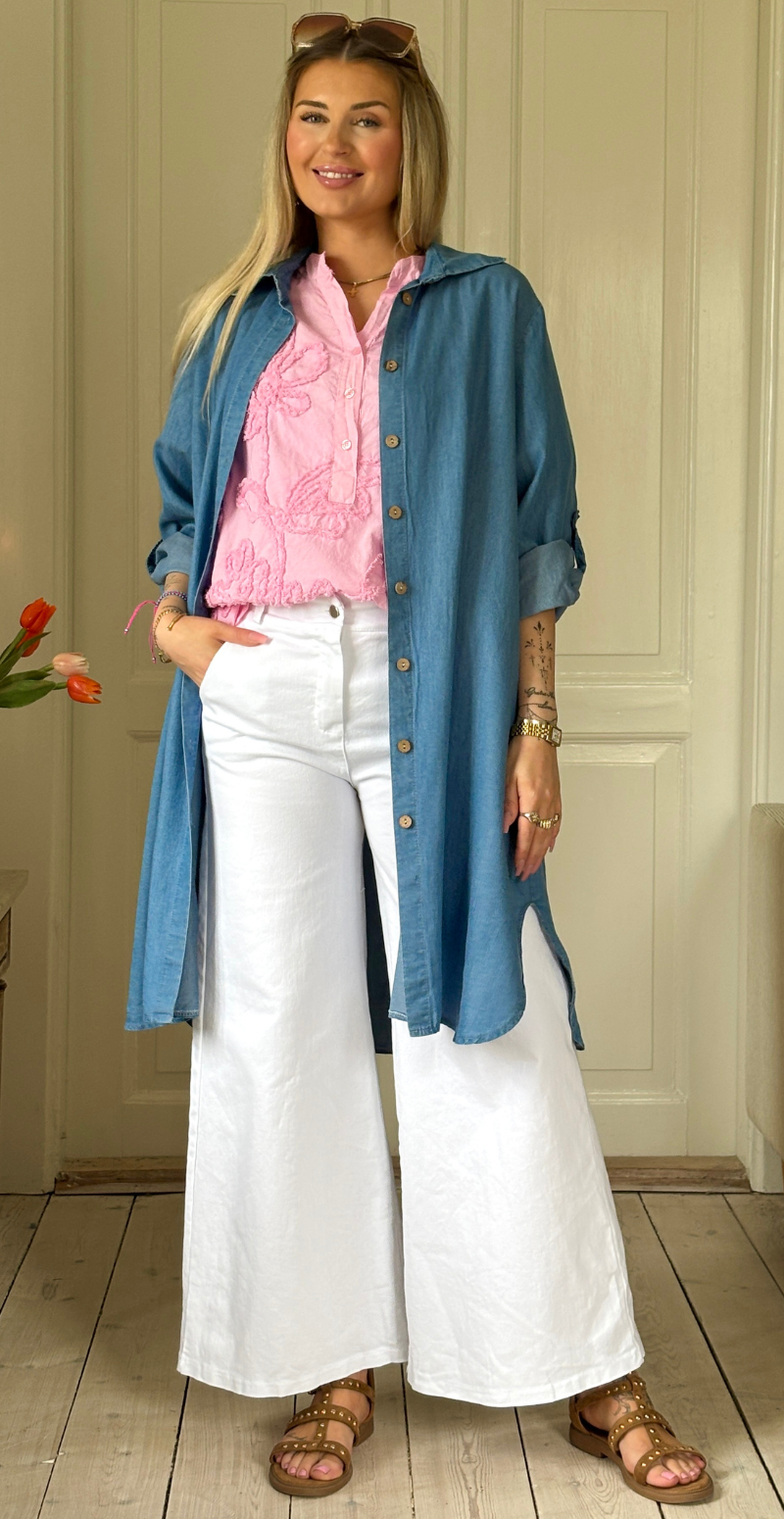 Ivy denim kjole med knapper medium jeans LikeLondon