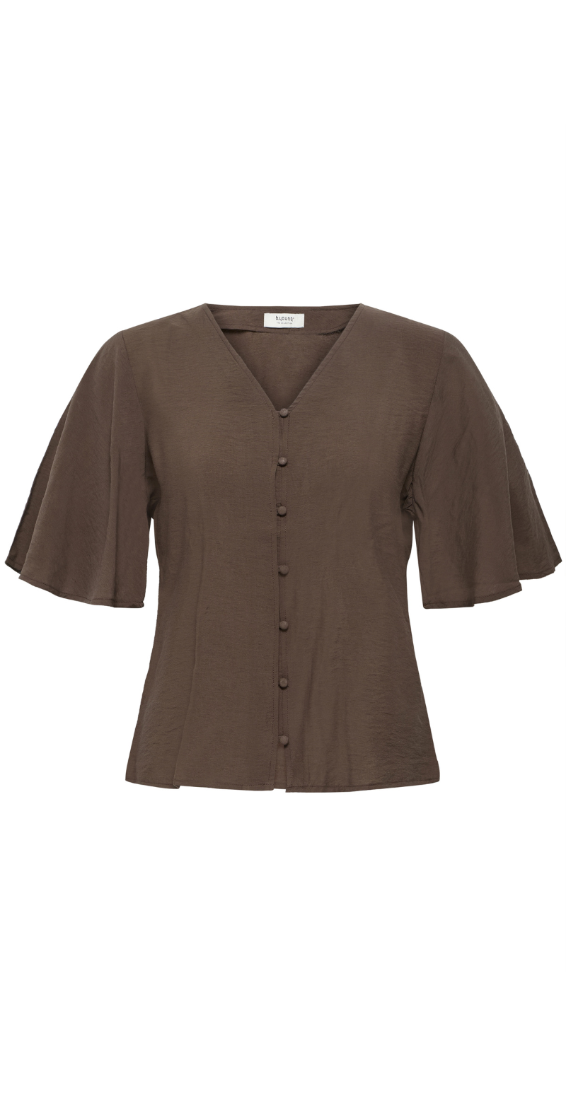 Ingkar gennemknappet bluse med elastik java B.young
