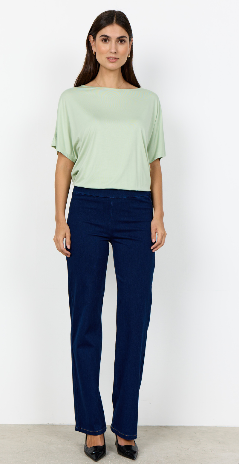 Milia bukser med elastik i taljen denimblå