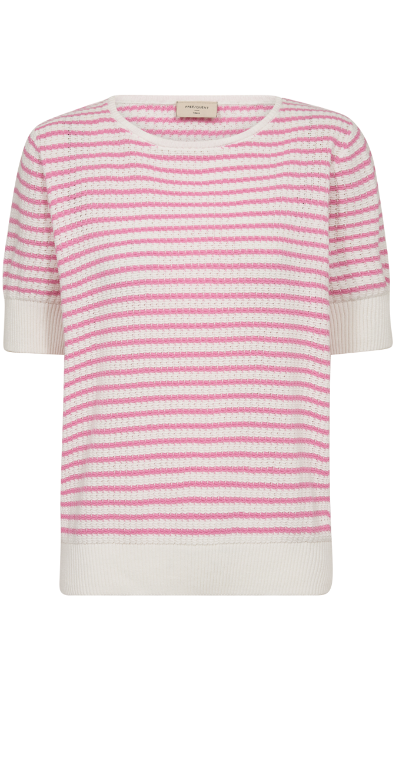 Dodo pullover med striber hvid w. fuchsia