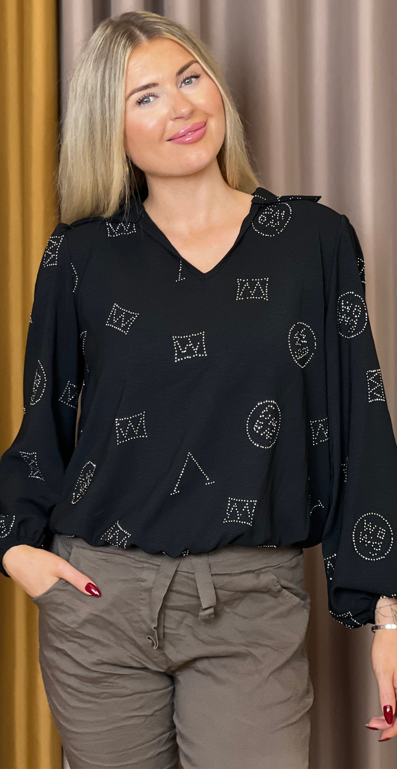Allie bluse med similisten sort LikeLondon