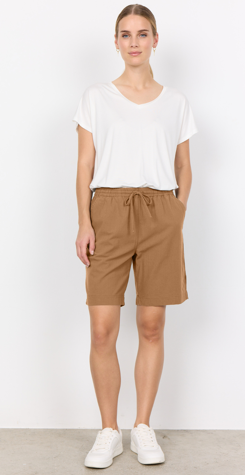 Sally shorts med elastik og lommer desert brown