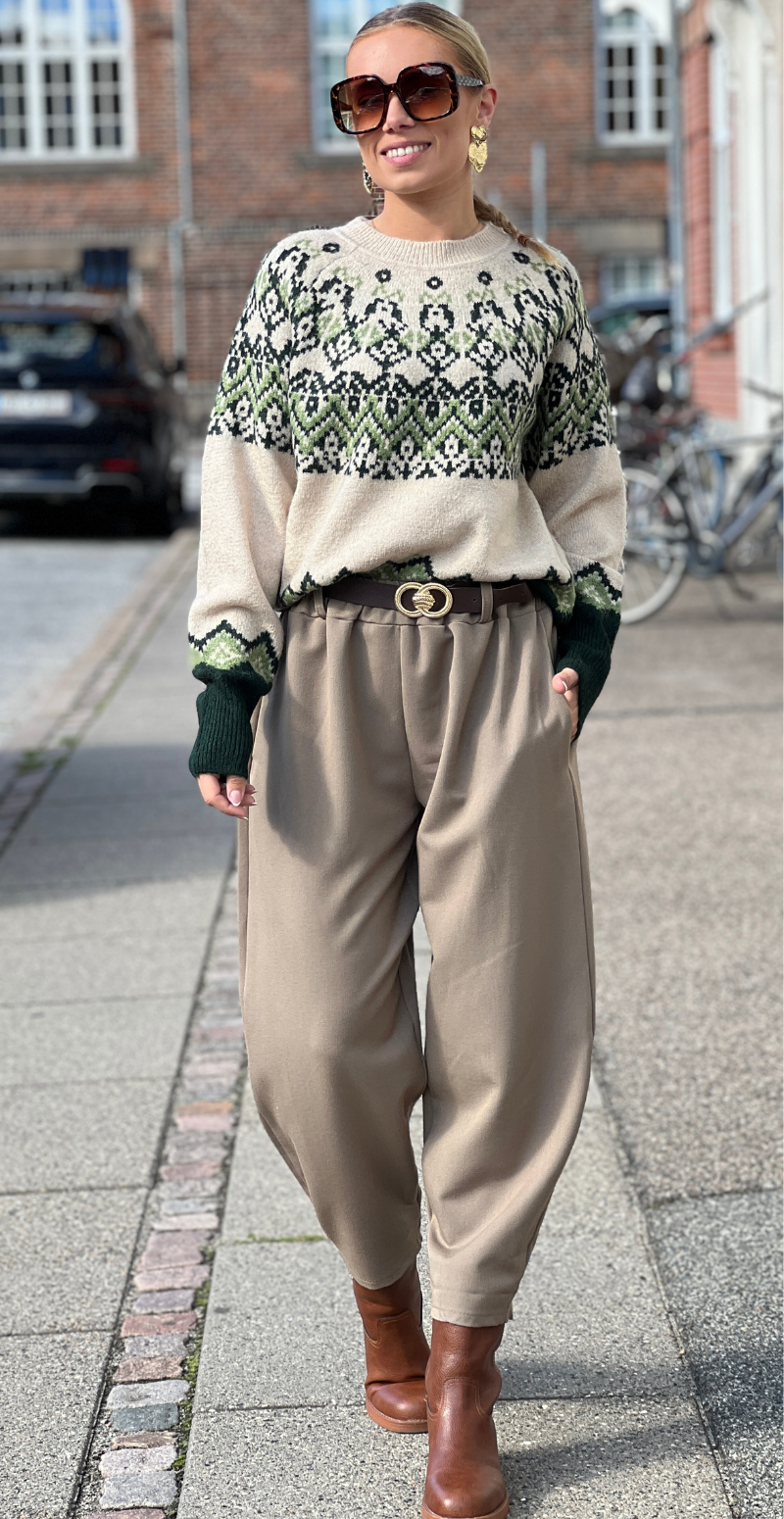 Merla pullover strik moonbeam w. deep forest Freequent
