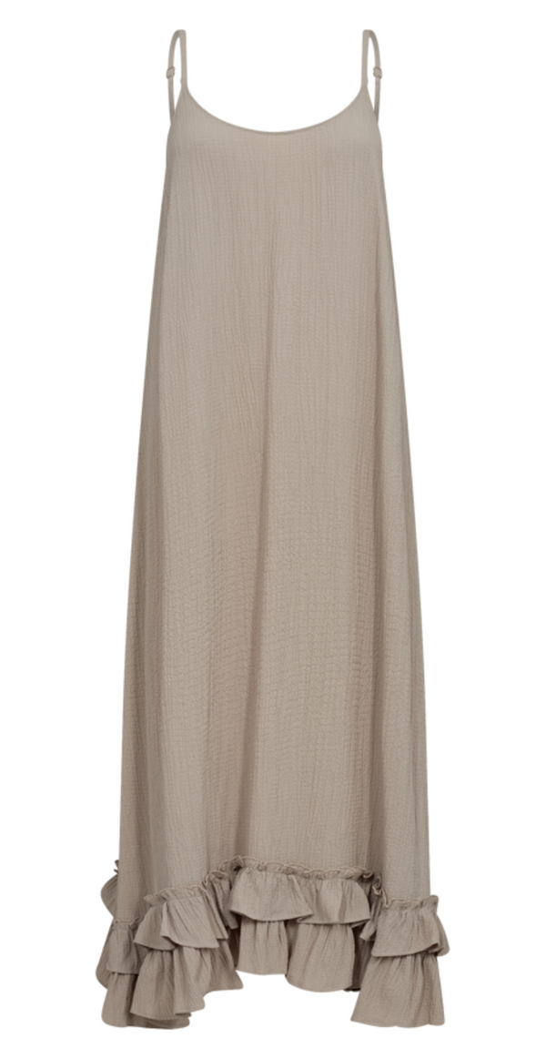 Amia kjole med flæser simply taupe