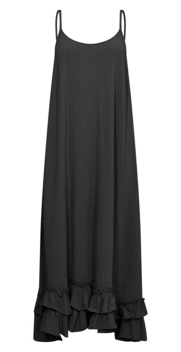 Amia kjole med flæser sort