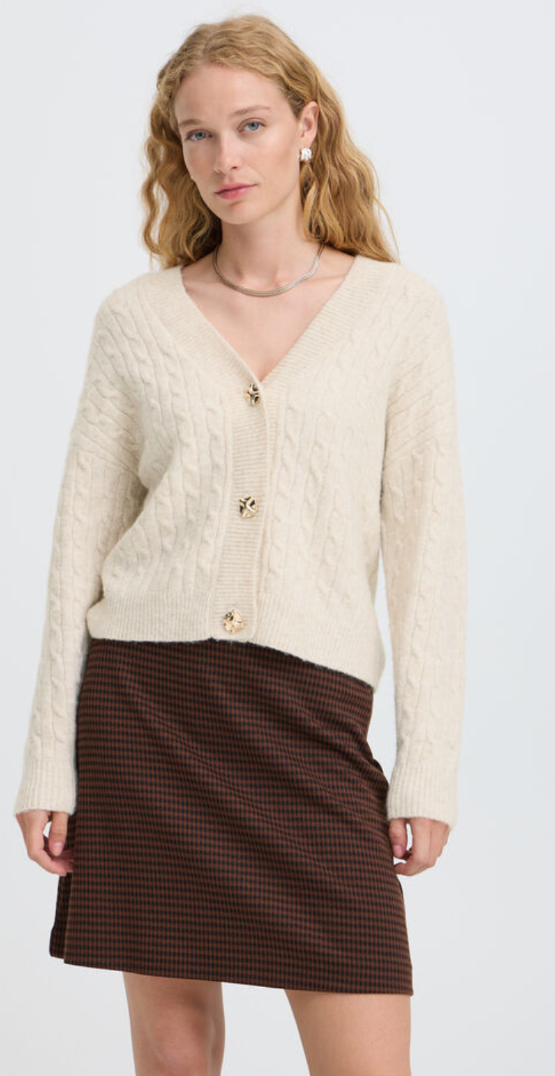 Magrite cardigan med v-udskæring og knapper birch melange B.young