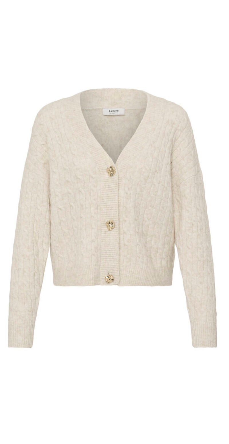 Magrite cardigan med v-udskæring og knapper birch melange B.young