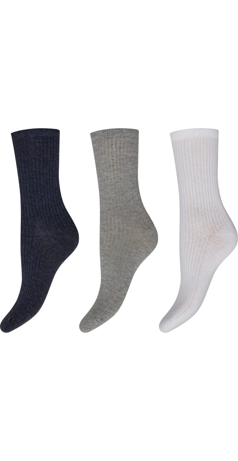3-pak farvede bomuldsstrømper Decoy