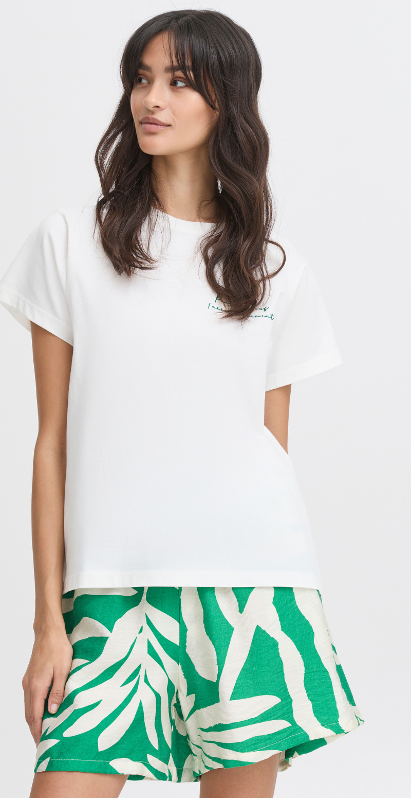 Seleste bluse med rund hals og tekst marshmallow B.young