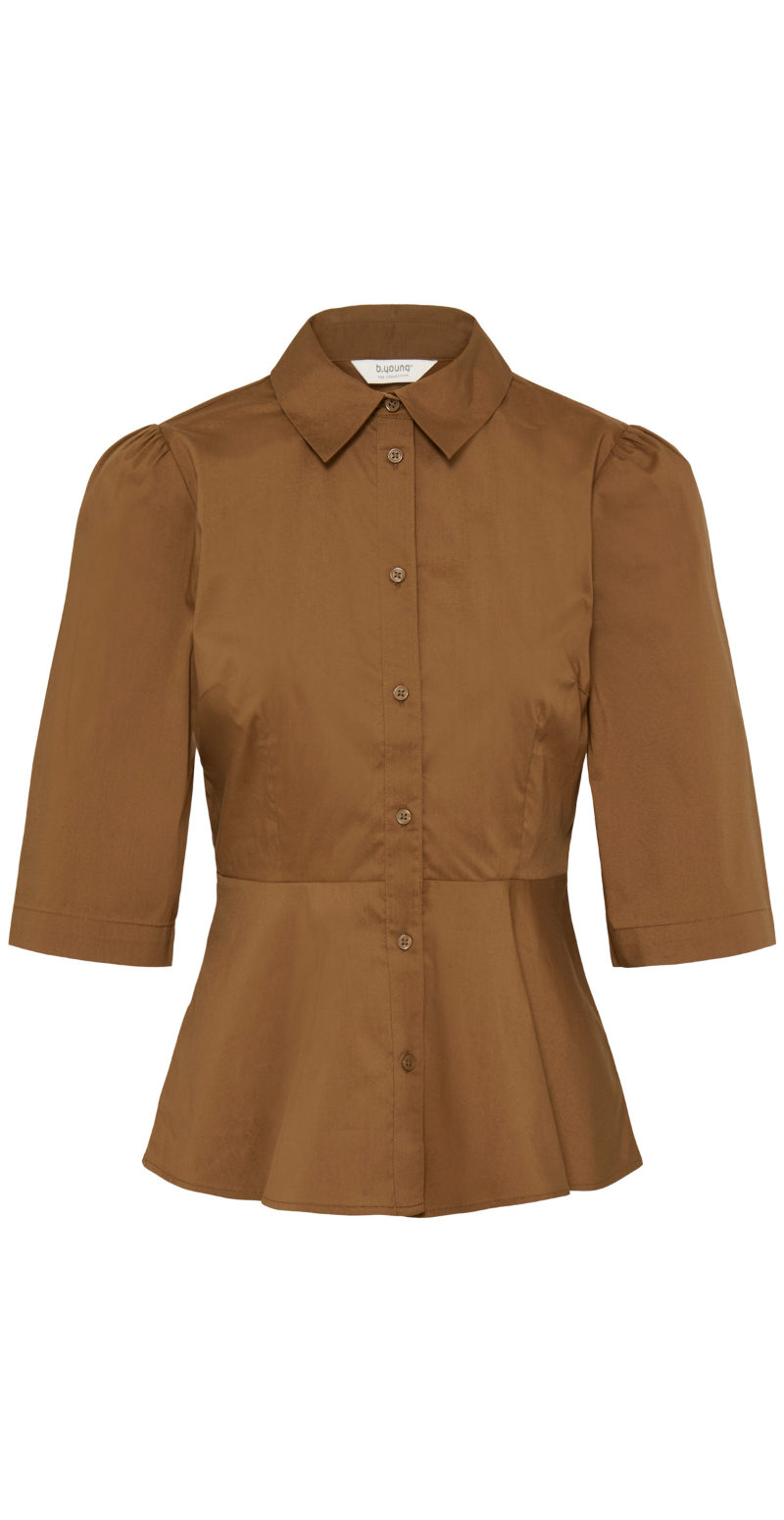 Issali bluse med peplum og 3/4 ærmer sepia B.young