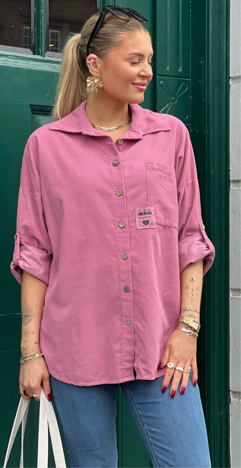 Venia fløjlsskjorte med lomme chipolla LikeLondon