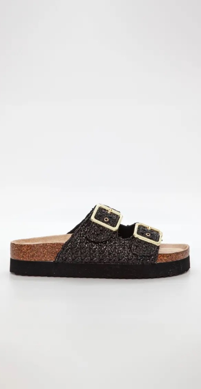 Sandal i strikket look med grov sål sort Duffy