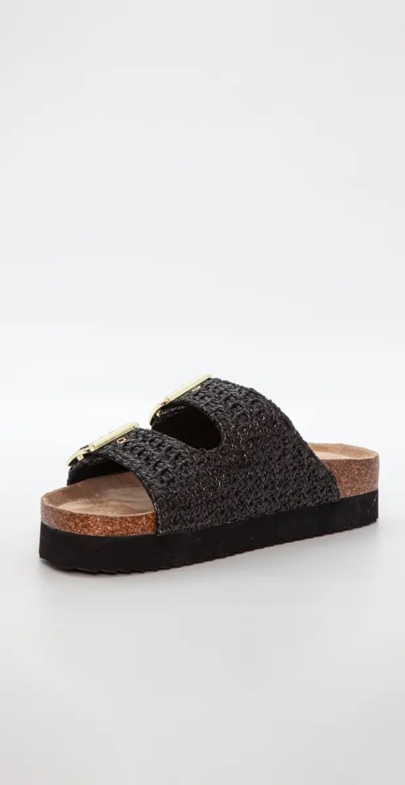 Sandal i strikket look med grov sål sort Duffy