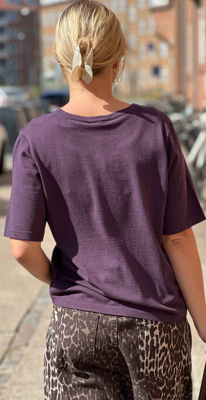 Rose pullover med korte ærmer og stræk nightshade Freequent
