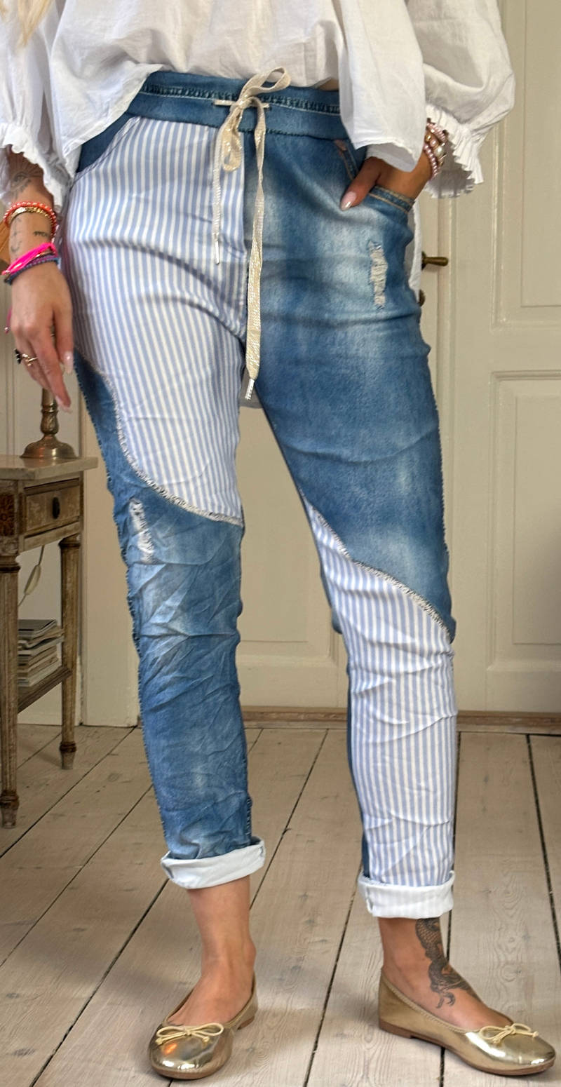 Sisse bukser med striber denim/striber LikeLondon