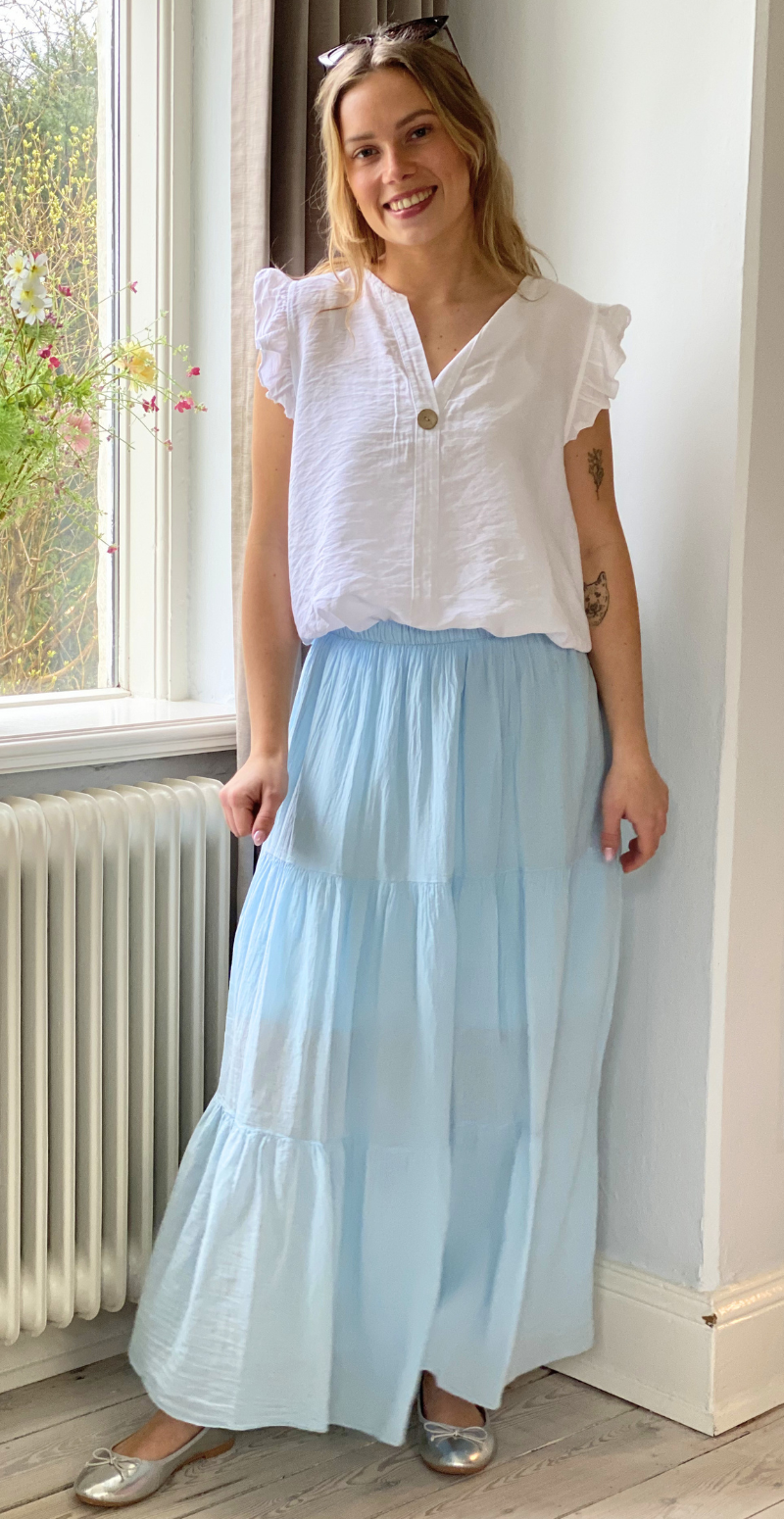 Gigi lang nederdel med peplum sky LikeLondon