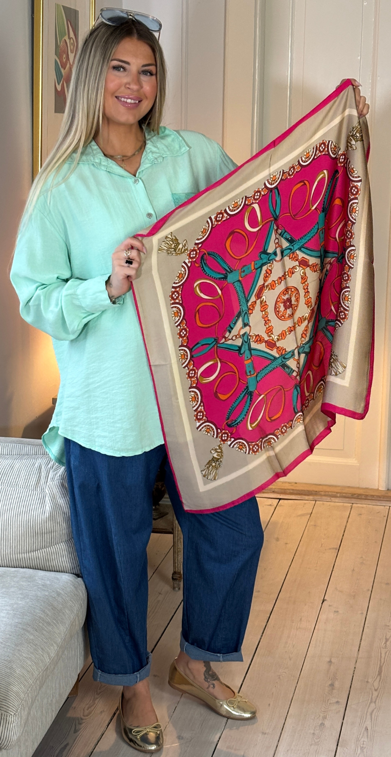 Tørklæde med spænder pink LikeLondon