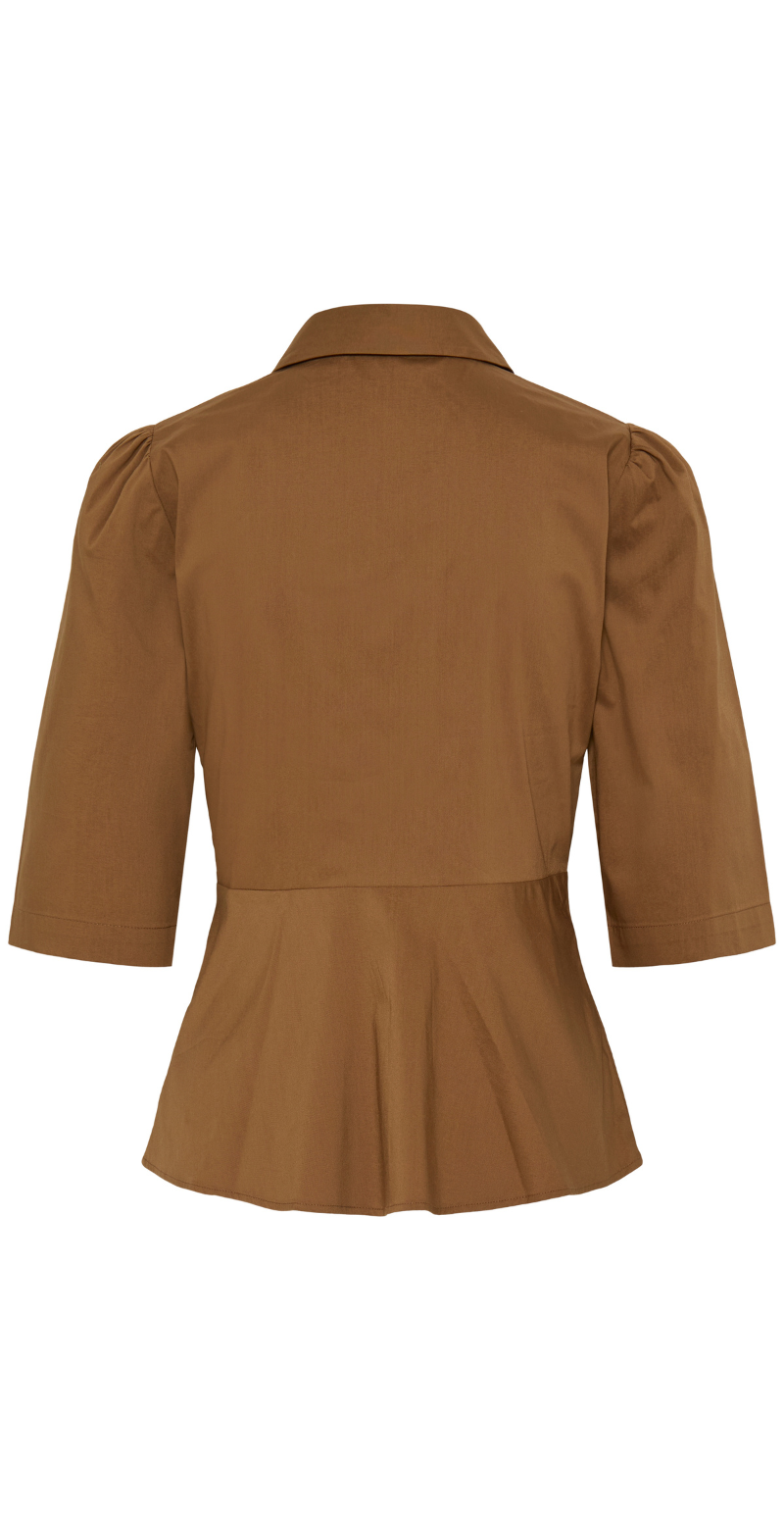 Issali bluse med peplum og 3/4 ærmer sepia B.young