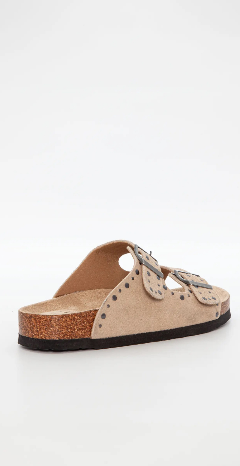 Sandal i imiteret ruskind med nitter beige Duffy