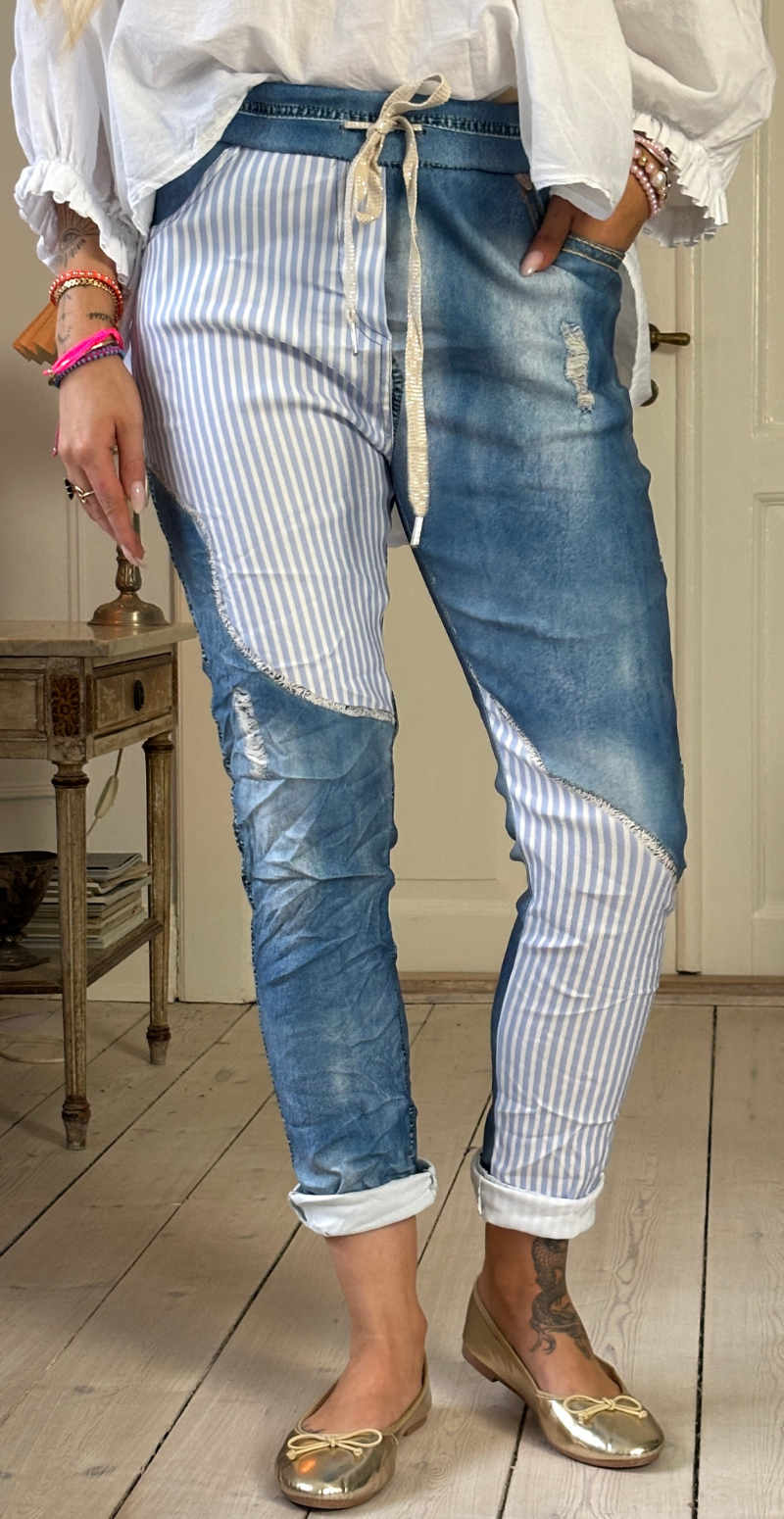 Sisse bukser med striber denim/striber LikeLondon