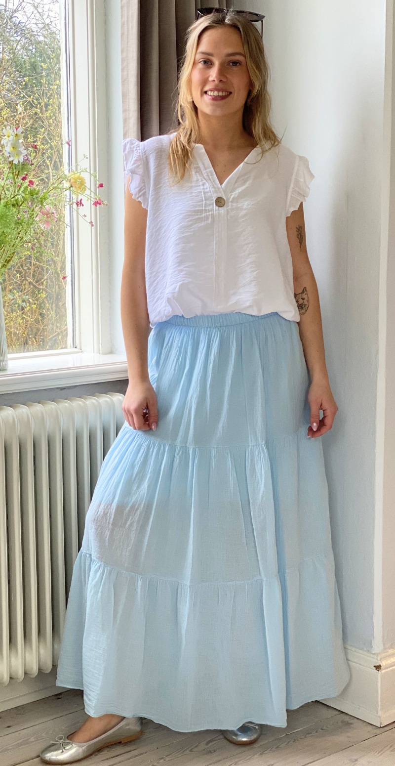 Gigi lang nederdel med peplum sky LikeLondon