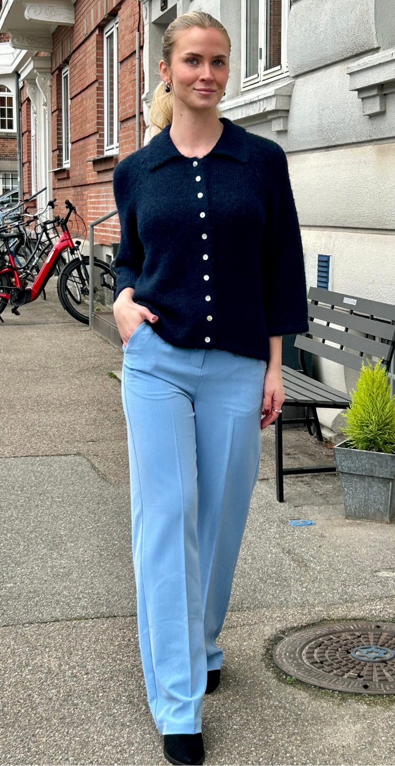 Lullo cardigan med 3/4 ærmer navy blazer melange FreeQuent