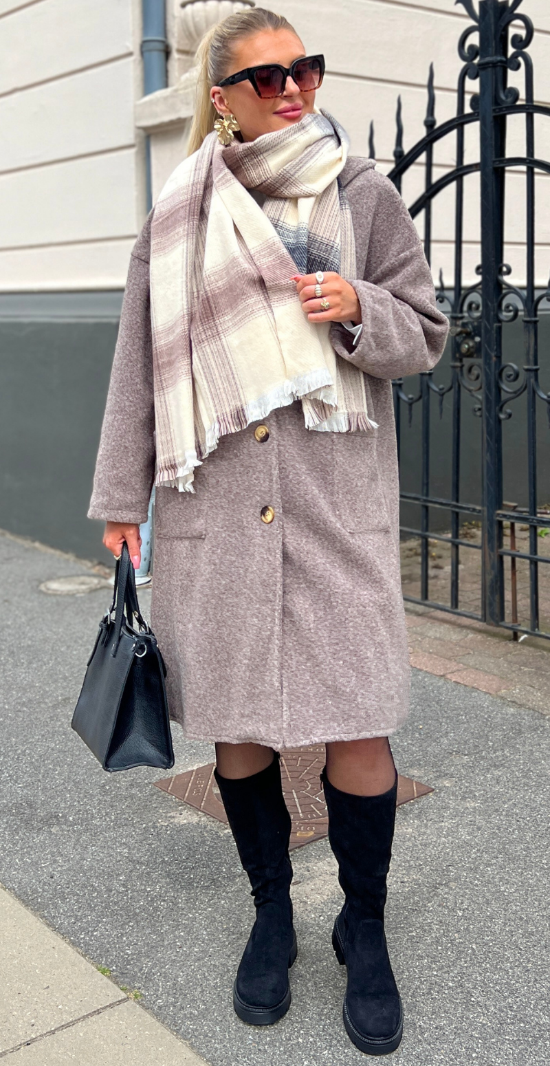 Tørklæde med tern beige LikeLondon