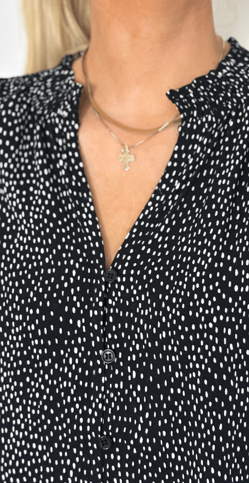 Adney bluse med prikker black w. moonbeam