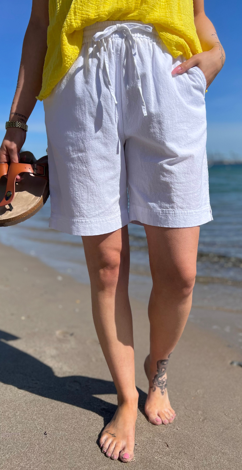 Sally shorts med elastik og lommer hvid