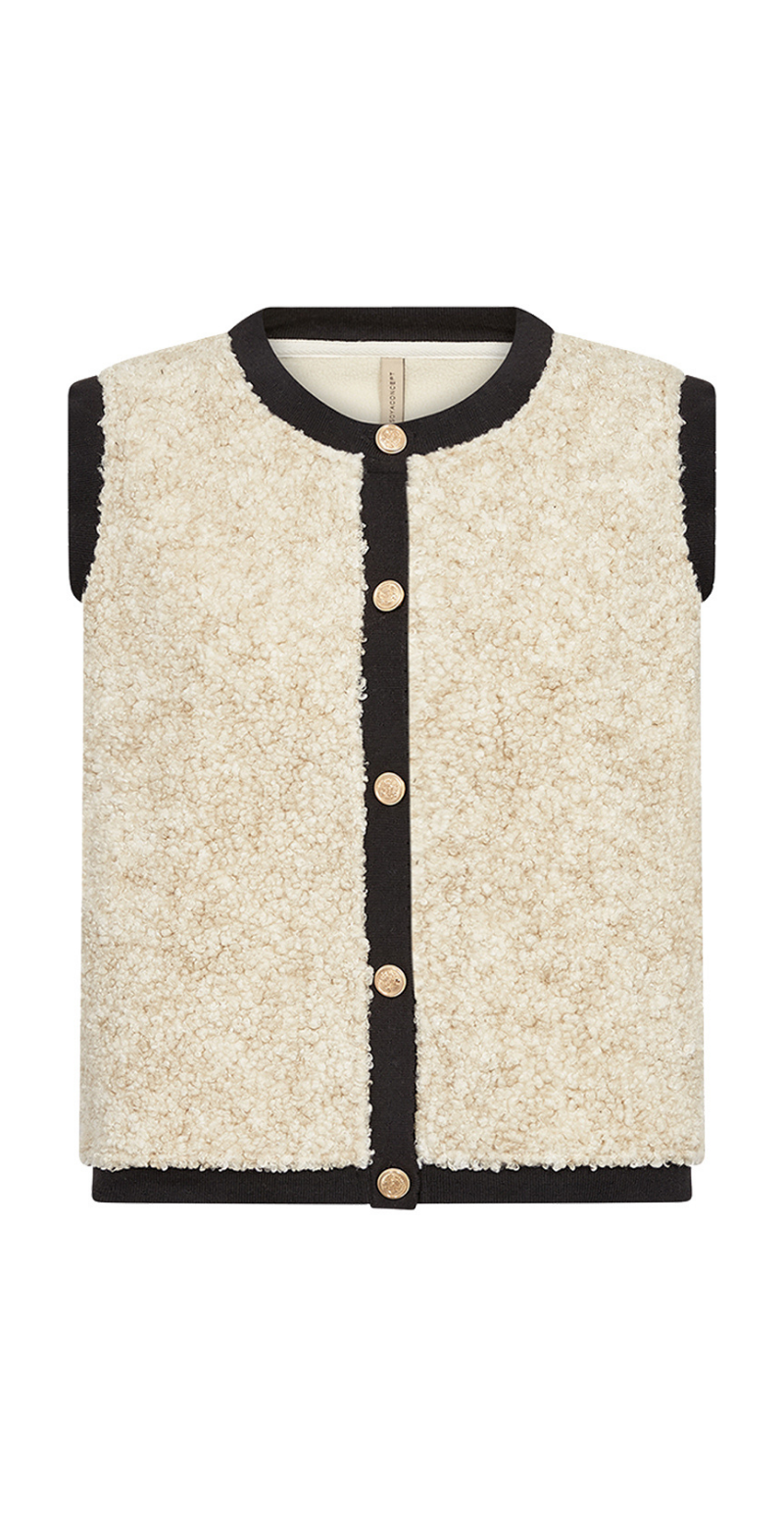 Bessie vest i teddylook med foer beige Soya Concept
