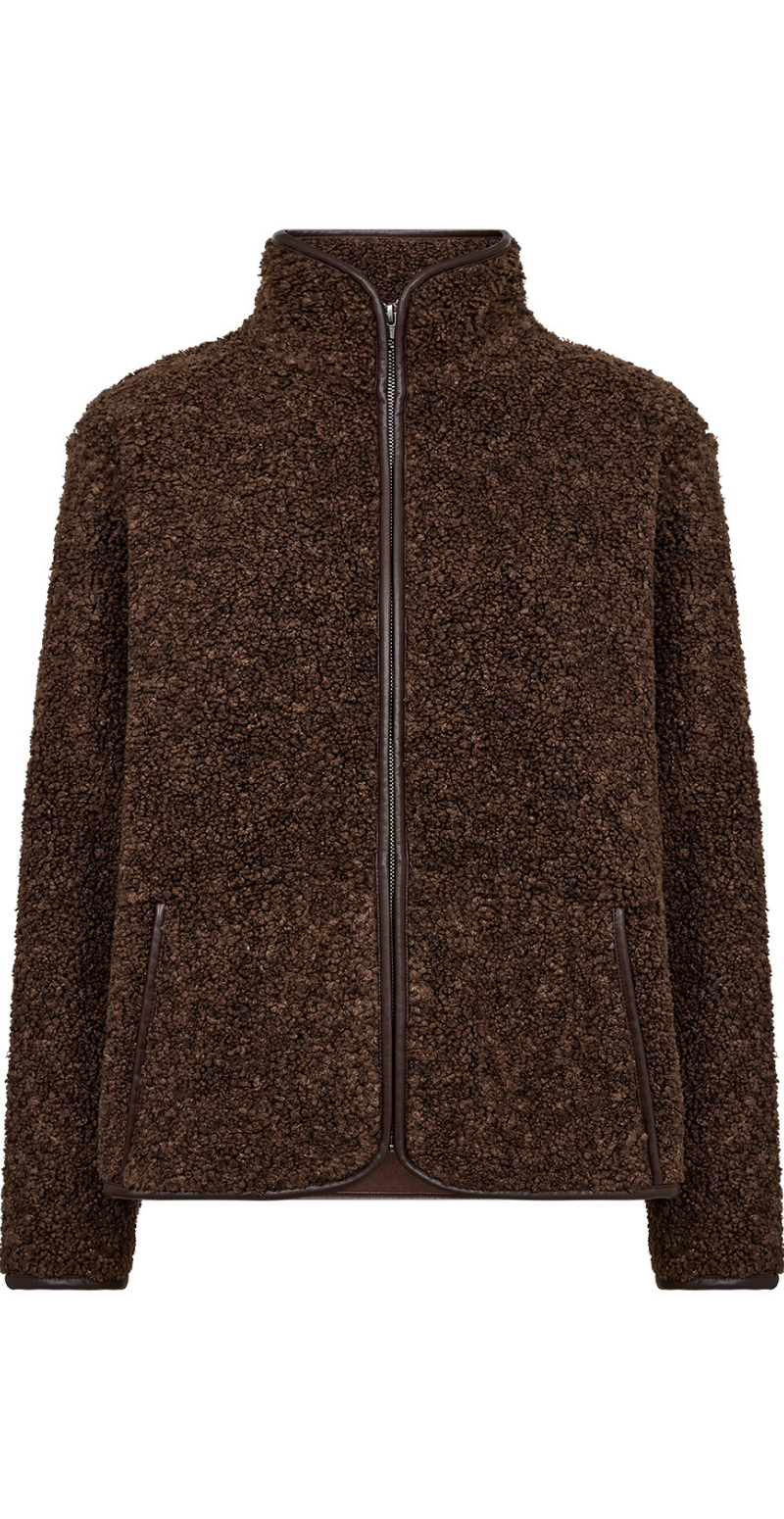 Bessie jakke i teddylook med foer brun Soya Concept
