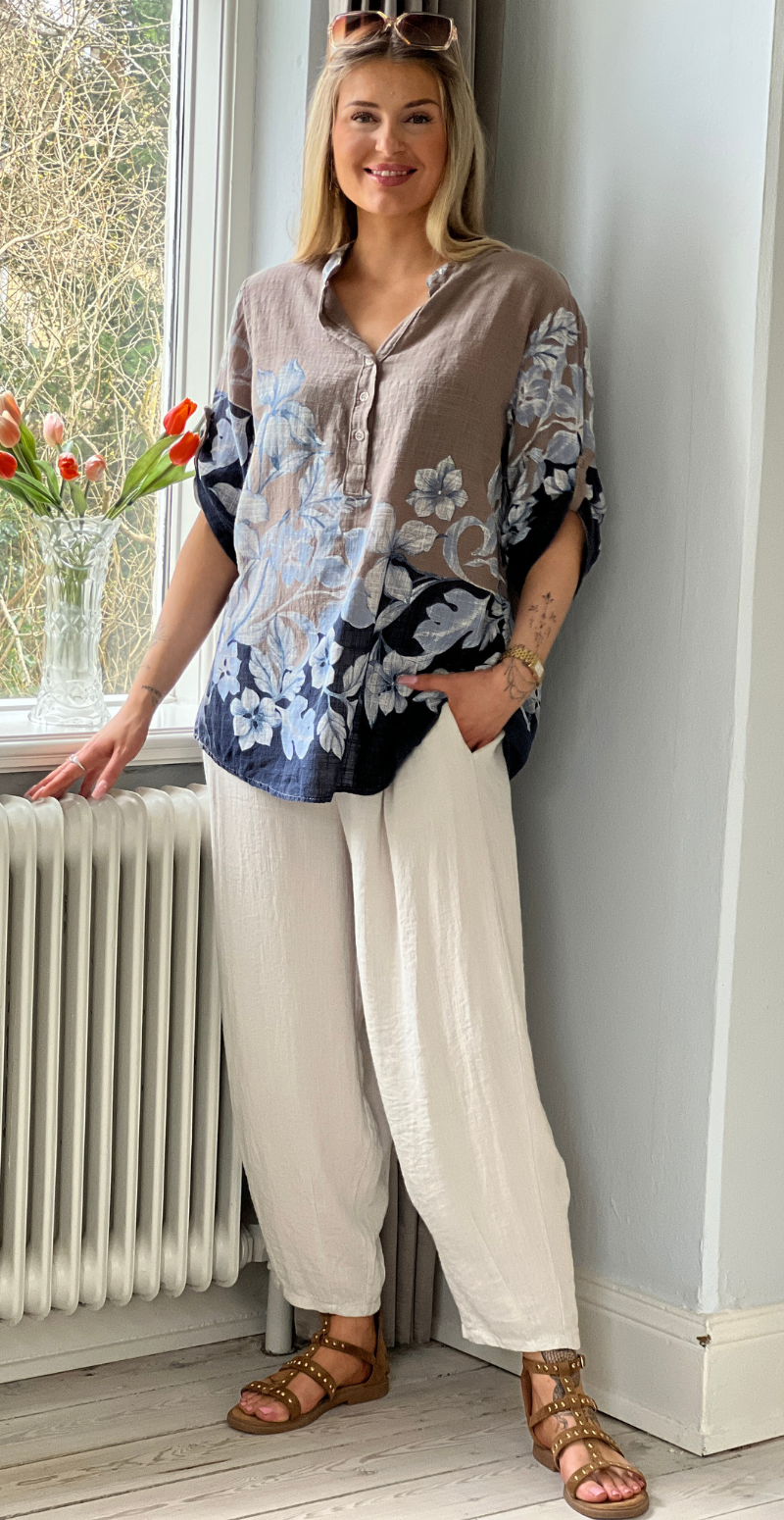 Bonnie bluse med stolpelukning og blomsterprint fango LikeLondon