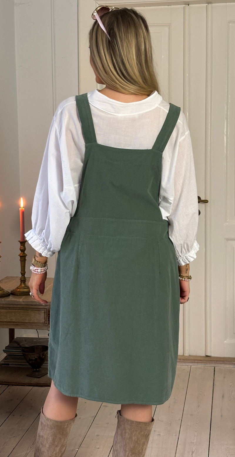 Forudbestil uge 9 Nynne kort spencer i fløjl med lomme foran light miliatare LikeLondon