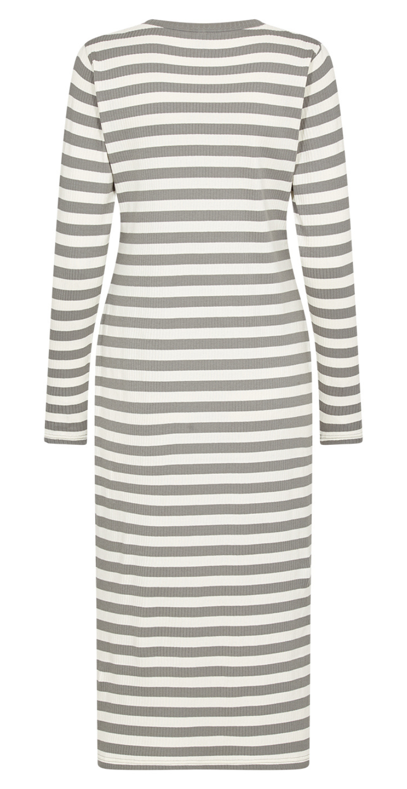 Lang kjole med striber khaki