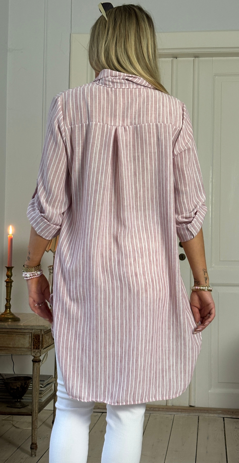 Tania tunika med striber og knapper rosa LikeLondon