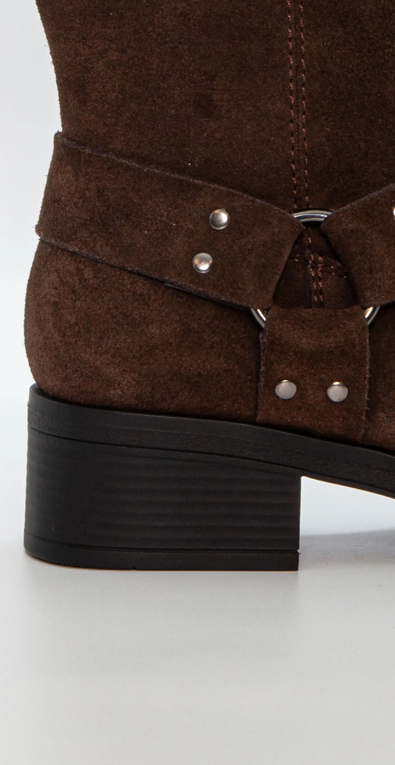 Bikerstøvler med detalje dark brown