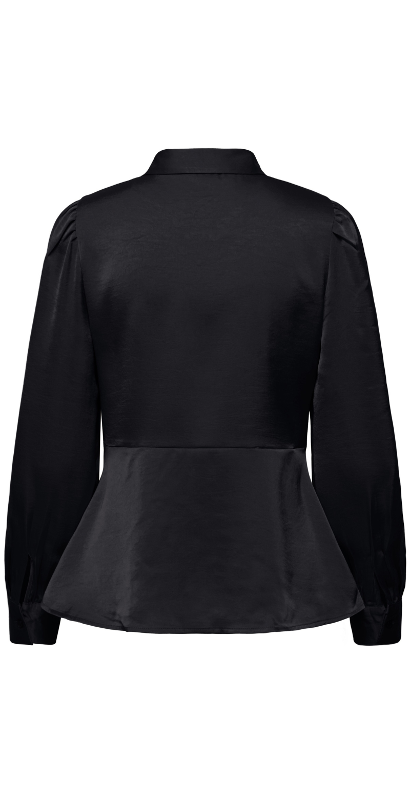 Isa langærmet satinbluse med peplum meteorite B.young