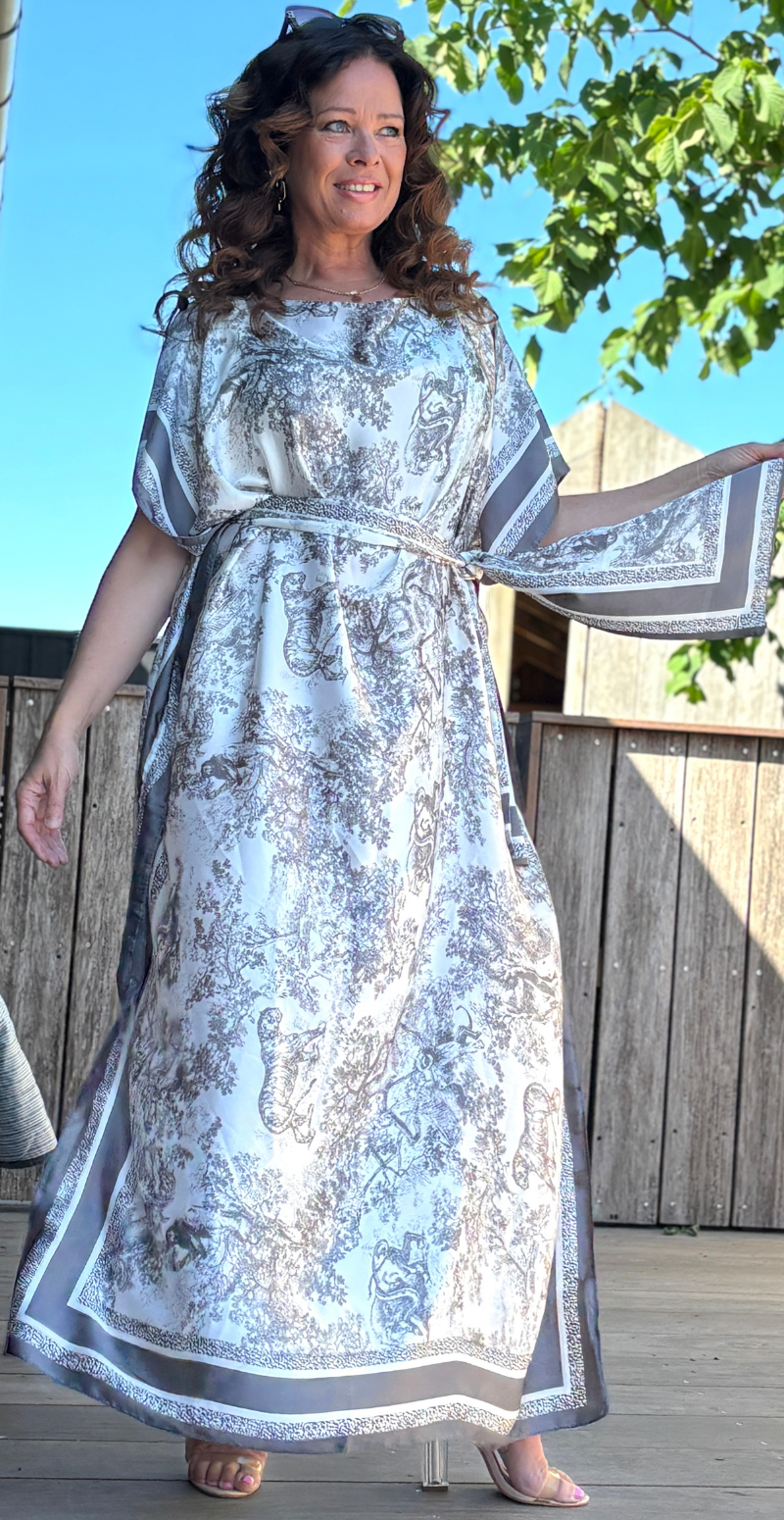 Lang sarong med jungleprint grå LikeLondon