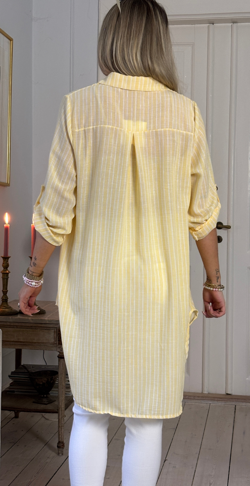 Tania tunika med striber og knapper gul LikeLondon