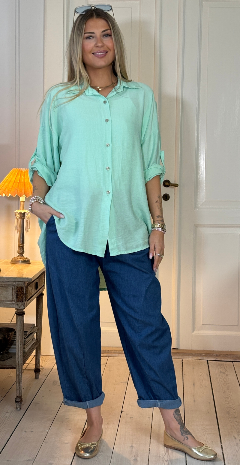 Martha skjorte med opsmøg på ærmet mint LikeLondon