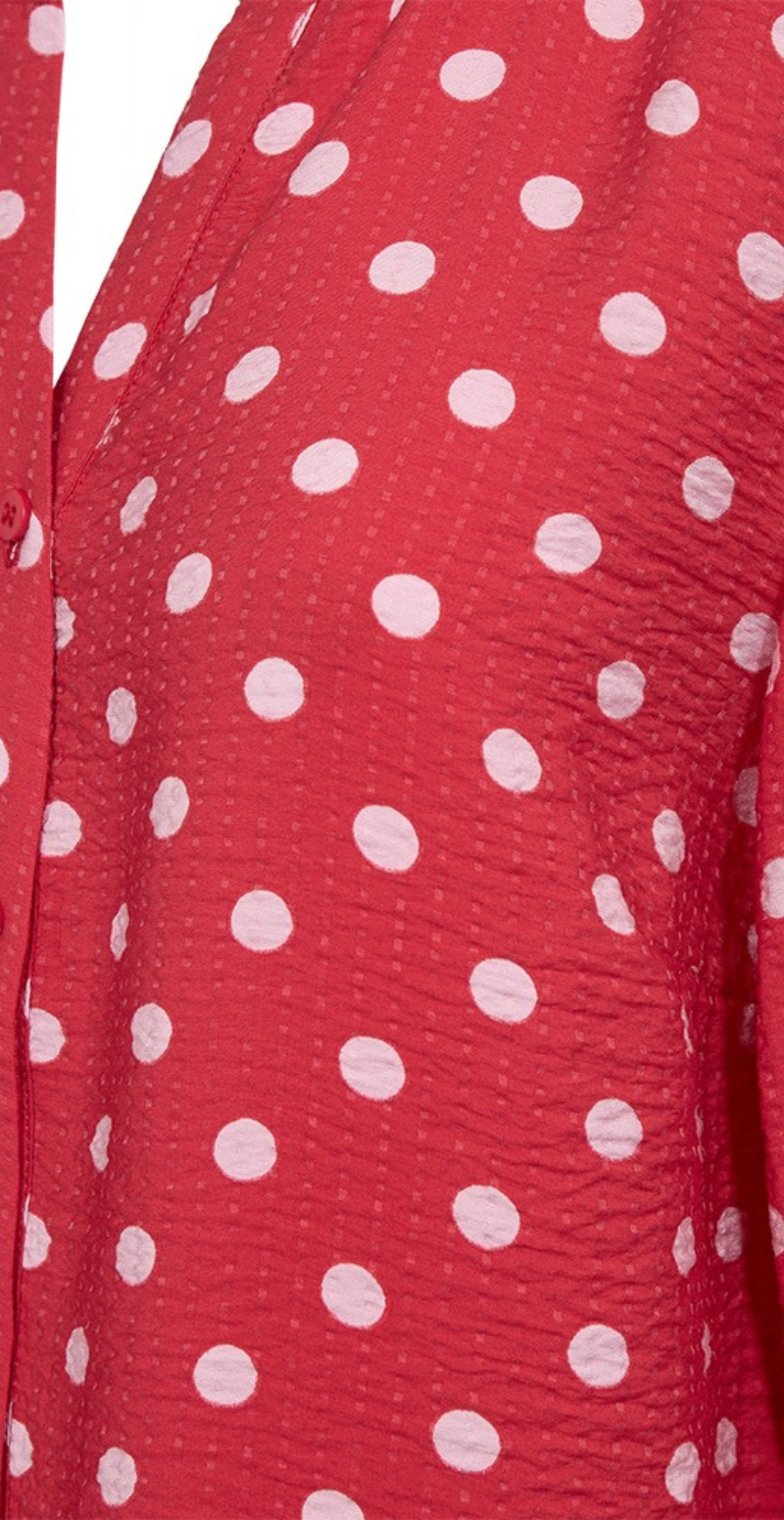 Alma bluse i krepp kvalitet med prikker true red w. sweet lilac Freequent