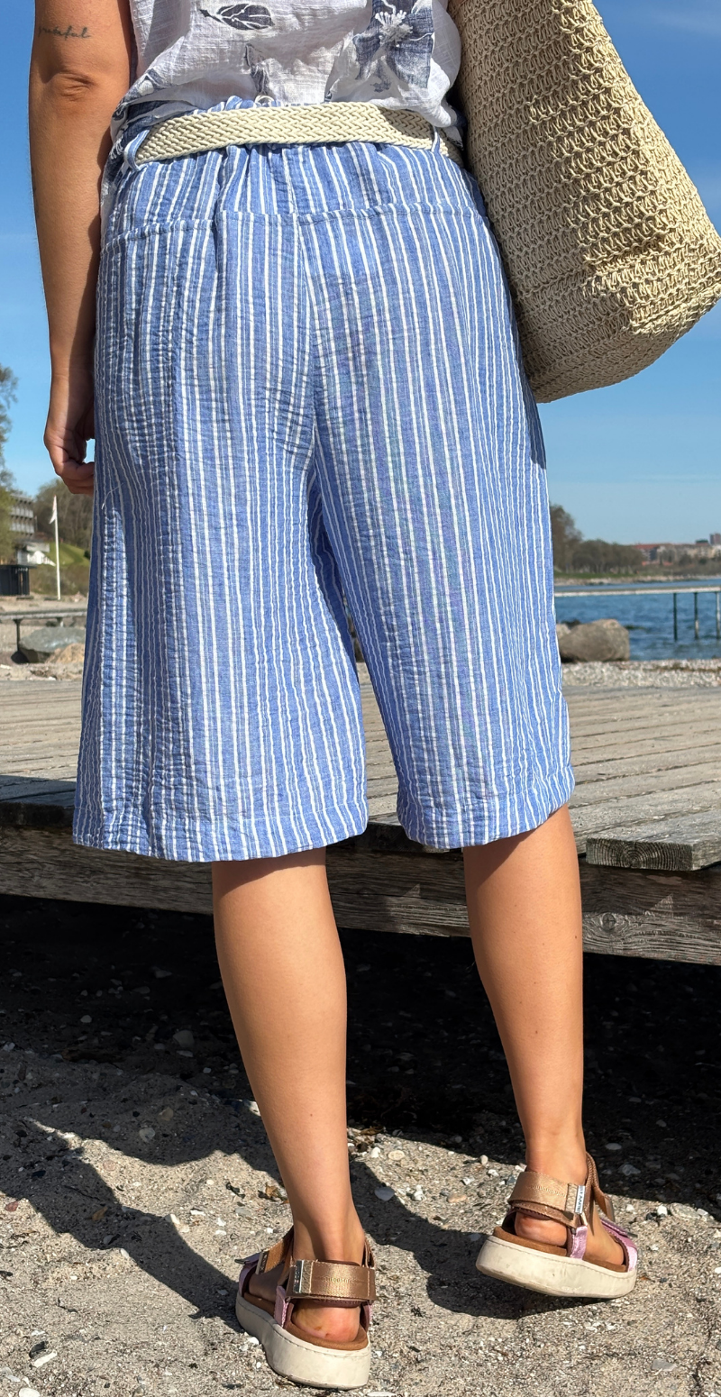 Merle stribet shorts med fletbælte jeans LikeLondon