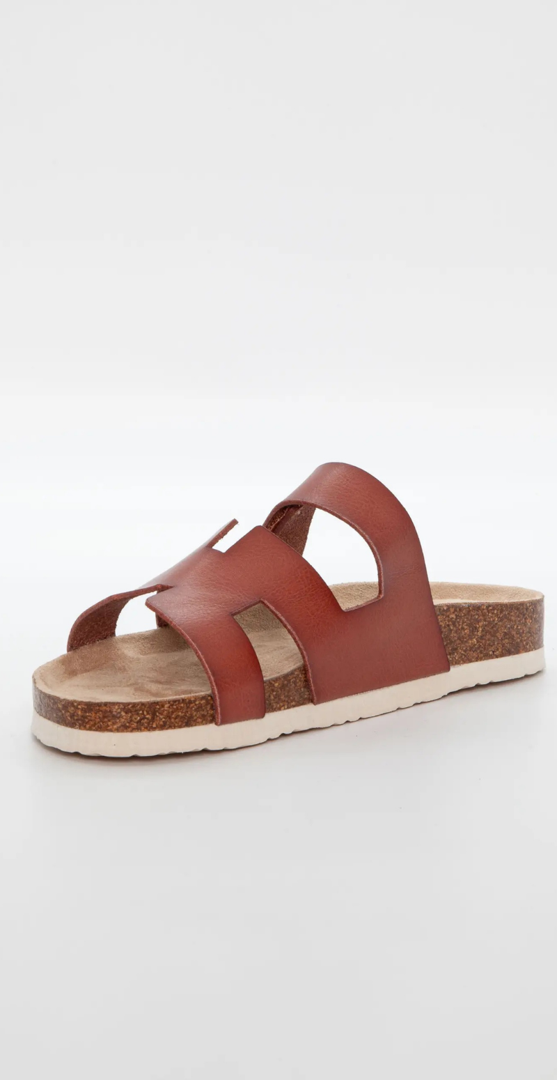 Slip-on sandal med velcro brun Duffy