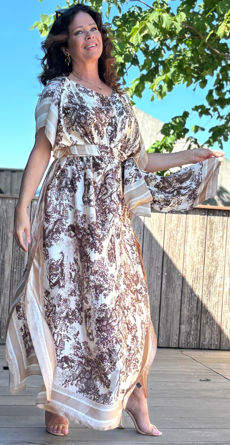Lang sarong med jungleprint beige LikeLondon