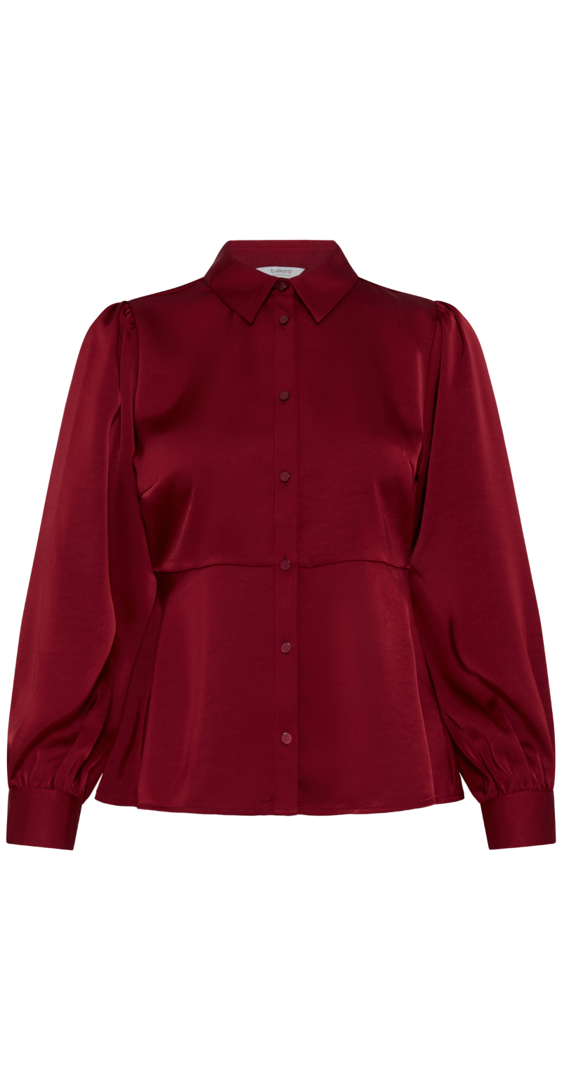 Isa langærmet satinbluse med peplum sun dried tomato B.young