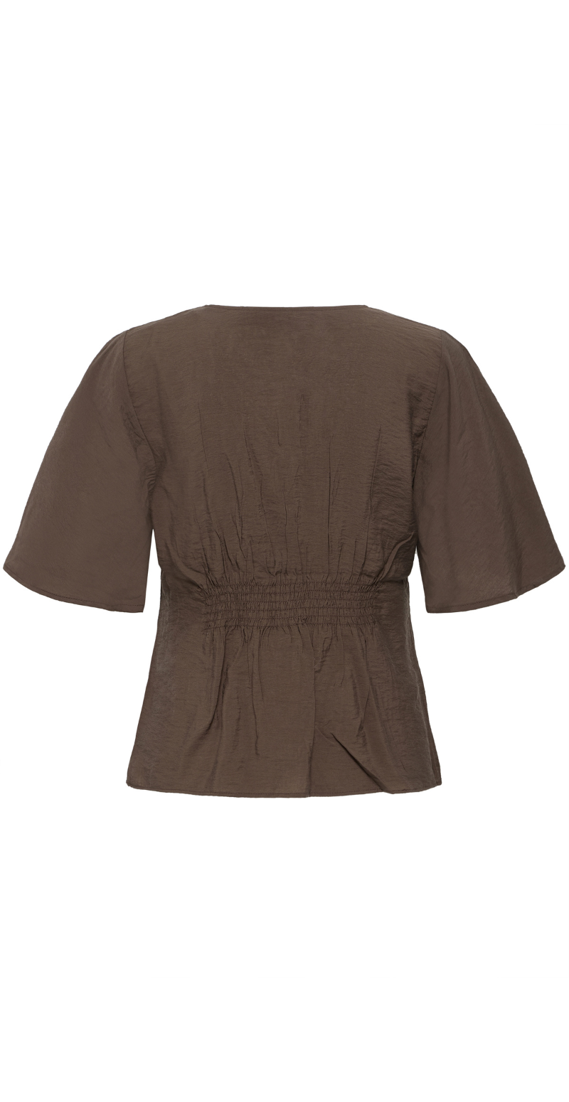 Ingkar gennemknappet bluse med elastik java B.young