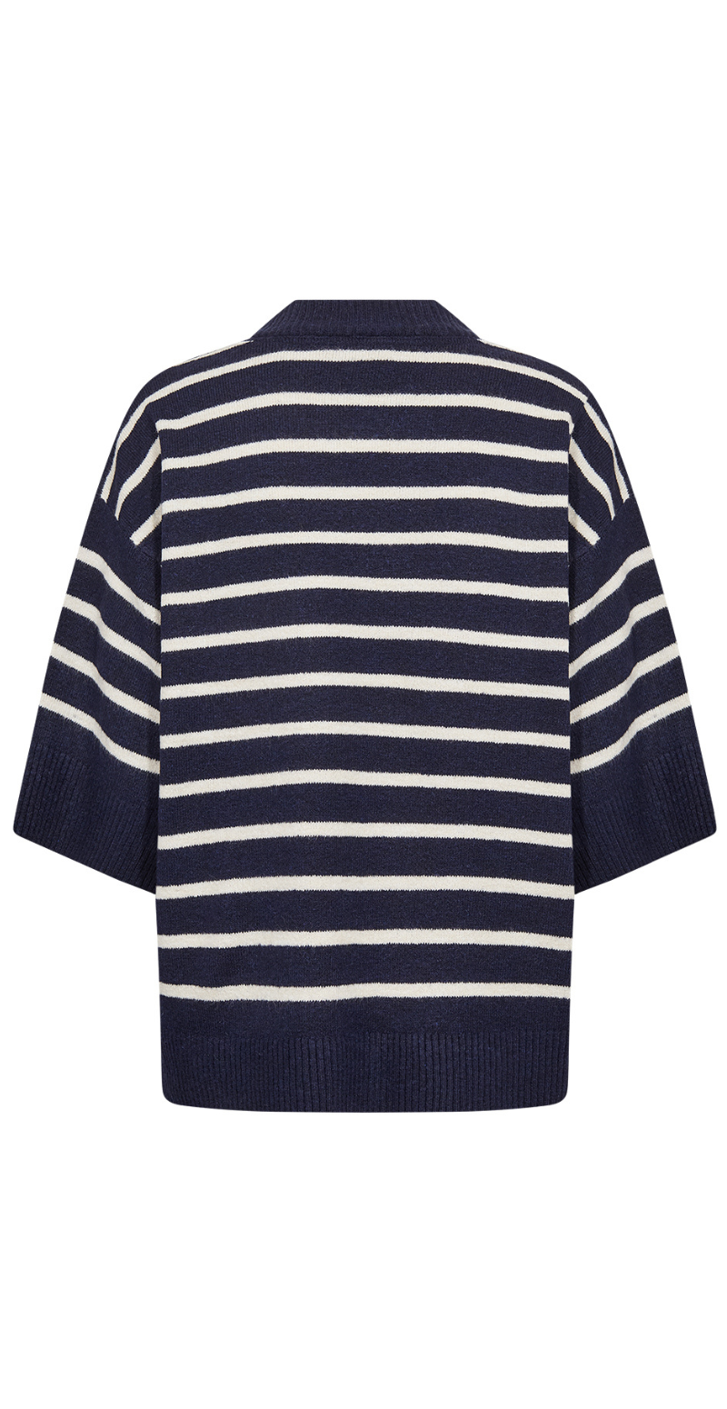 Orlean pullover med striber og "Moment" navy LikeLondon