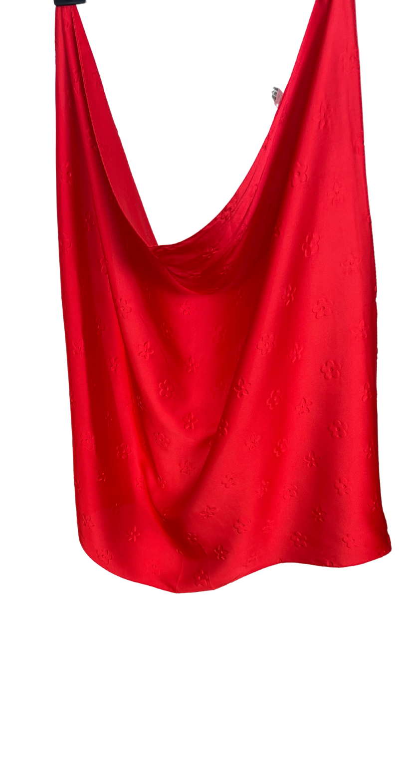 Silketørklæde med præget blomstermønster rød LikeLondon