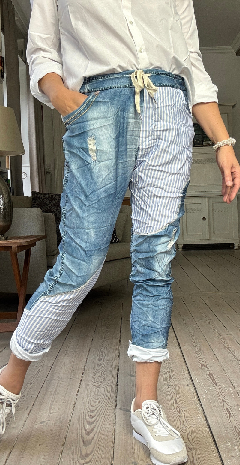 Sisse bukser med striber denim/striber LikeLondon